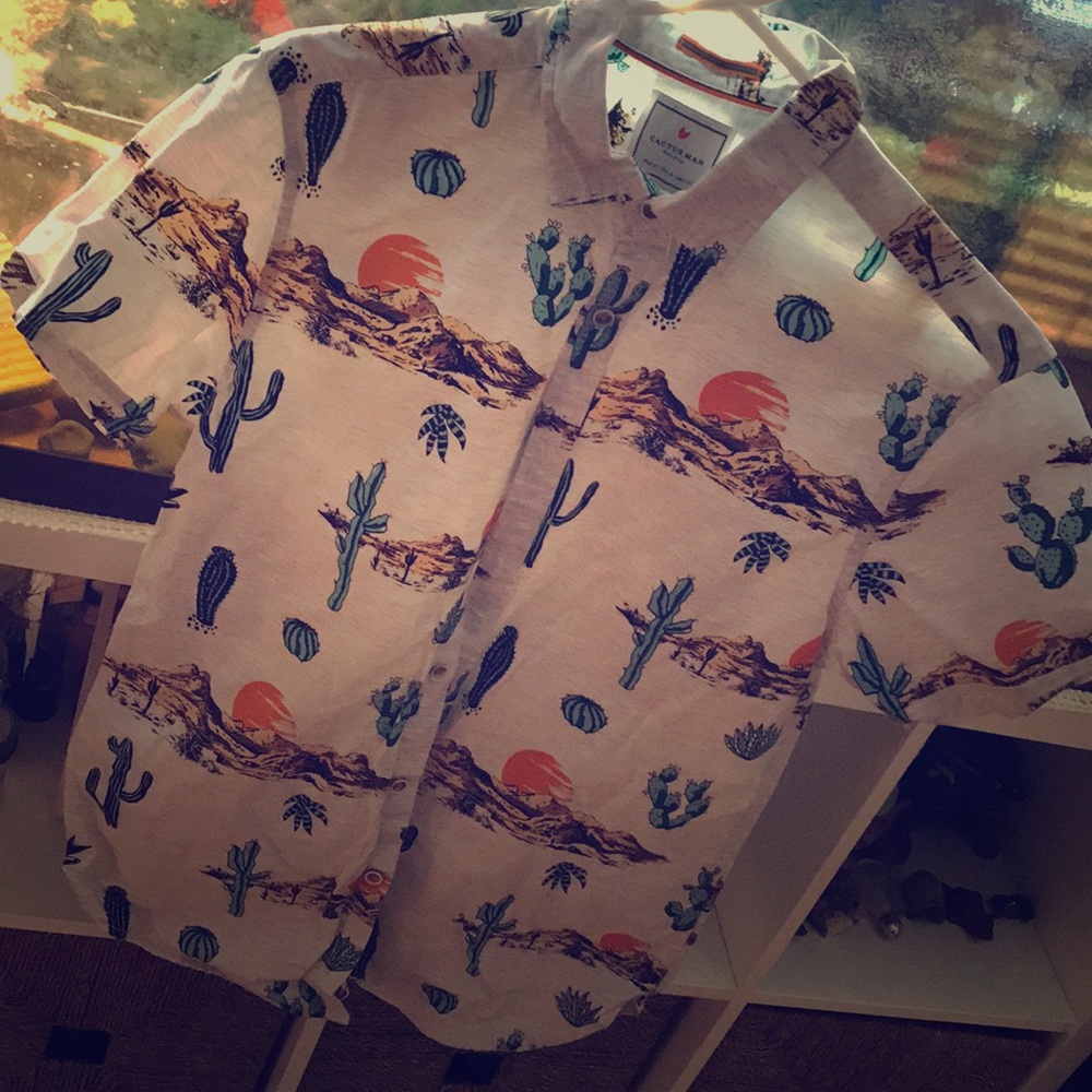 Cactus man desert themed shirt